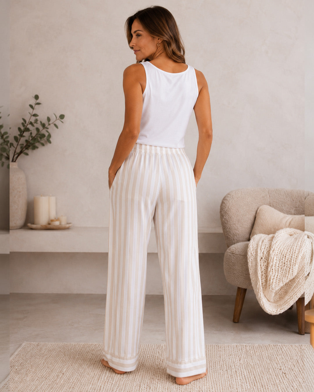 Pijama Rayas Beige